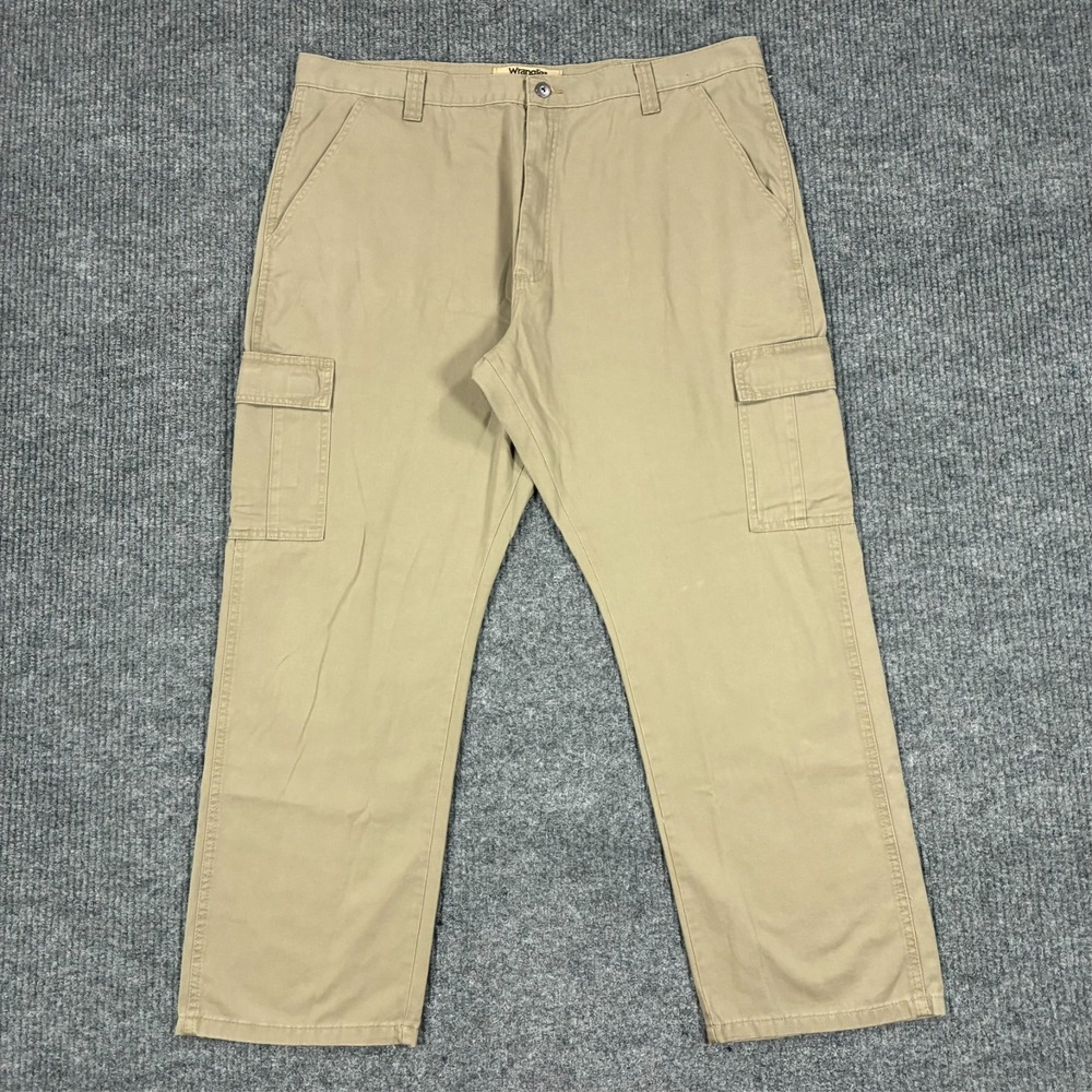 Wrangler Authentics Mens Cargo Pants Size 40x30 Beige Cotton Outdoor High Rise
